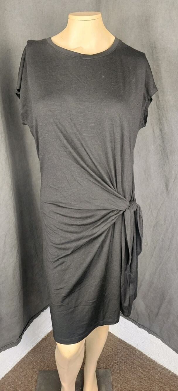 NWT Nicole Miller Side Tie Dress Ruched Knot Front Cap Sleeve T Shirt Knit S